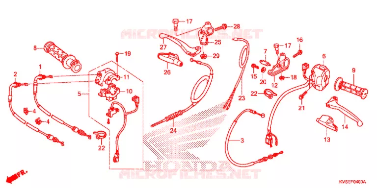 LEVIER DE GUIDON - CABLE - COMMODO Honda MOTO 150 CG 2015  CG150ESDF