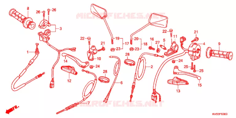 LEVIER DE GUIDON - CABLE - COMMODO Honda MOTO 150 CG 2011  CG150EXB