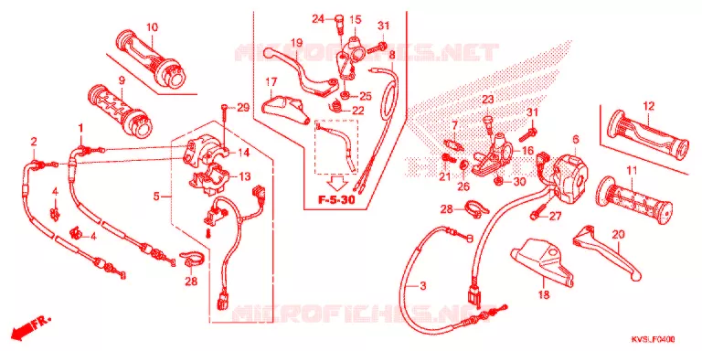 LEVIER DE GUIDON - CABLE - COMMODO Honda MOTO 160 CG 2020  CG160EXL