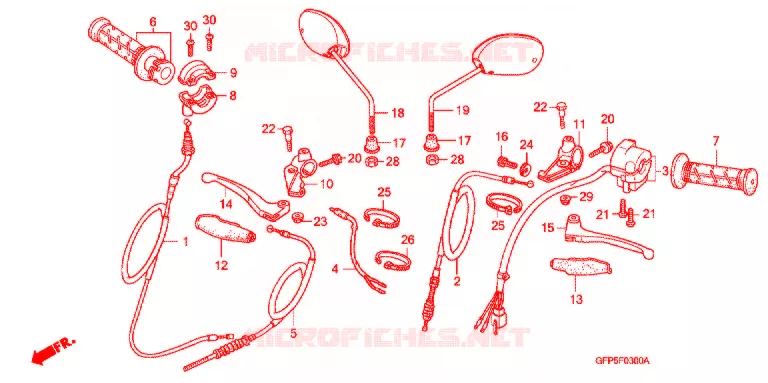 LEVIER DE GUIDON - CABLE - COMMODO Honda MOTO 100 POP 2011  RF100B
