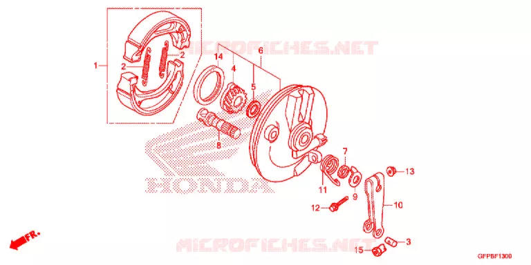 FLASQUE - MACHOIRES DE FREIN AVANT Honda MOTO 100 POP 2015  RF100F