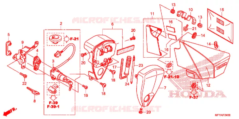 COUVERCLE LATERAL - OUTILS - CONTACTEUR A CLES Honda MOTO 1300 VT 2012  VT1300CRAC