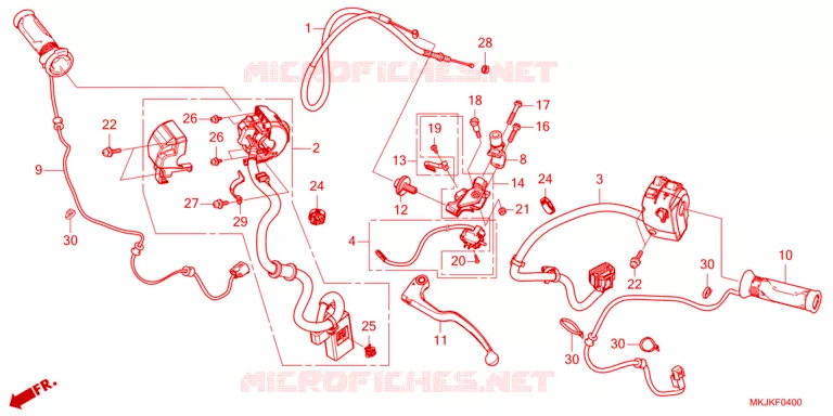 LEVIER DE GUIDON - CABLE - COMMODO Honda MOTO 1000 CB 2022  CB1000RAM_BE