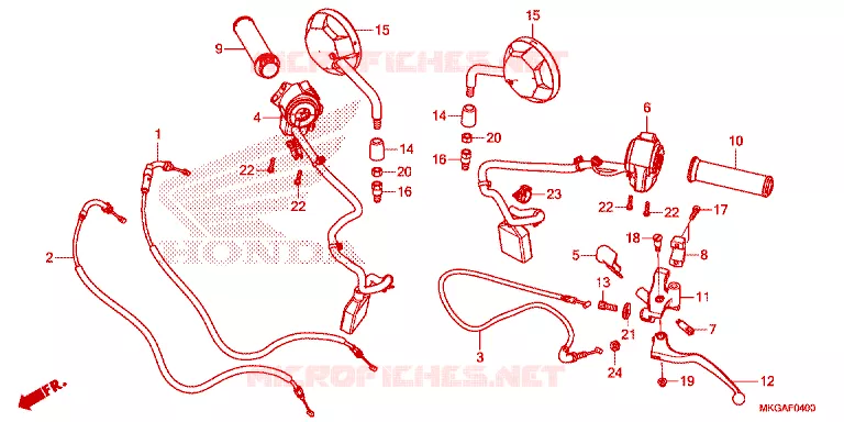 LEVIER DE GUIDON - CABLE - COMMODO Honda MOTO 500 REBEL 2022  CMX500AN