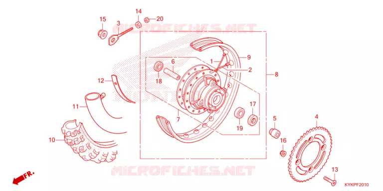 ROUE ARRIERE Honda MOTO 110 CRF 2023  CRF110FP