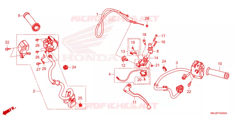 LEVIER DE GUIDON - CABLE - COMMODO Honda MOTO 1000 CB 2023  CB1000RAP