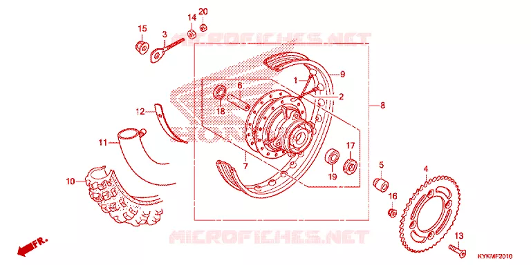 ROUE ARRIERE Honda MOTO 110 CRF 2022  CRF110FN