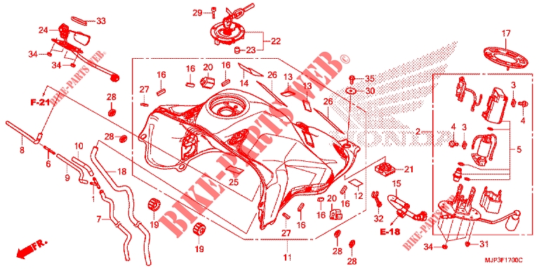 RESERVOIR A CARBURANT   POMPE A ESSENCE pour Honda AFRICA TWIN 1000 ABS ROJO 2016