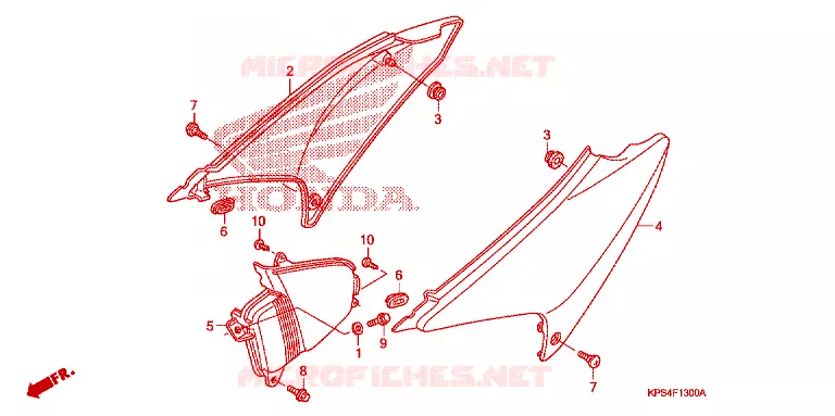 COUVERCLES LATERAUX Honda MOTO 230 CRF 2003  CRF230F3