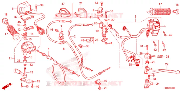 LEVIER DE GUIDON - CABLE - COMMODO Honda ATV 520 FOURTRAX 2023  TRX520FM1P