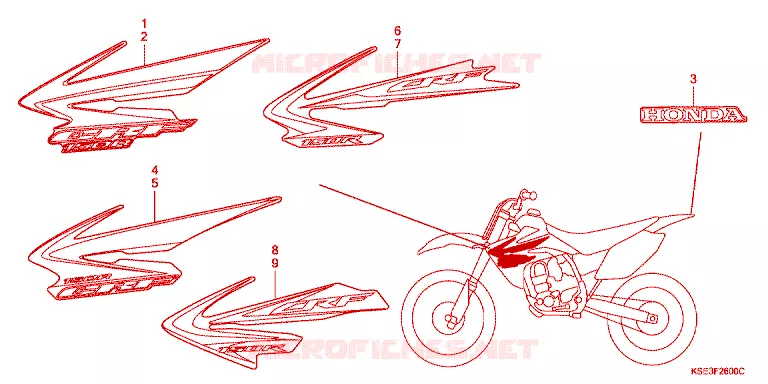 AUTOCOLLANTS Honda MOTO 150 CRF 2009  CRF150RB9