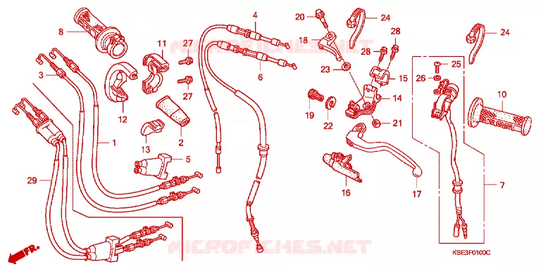 LEVIER DE GUIDON - CABLE - COMMODO Honda MOTO 150 CRF 2010  CRF150R9