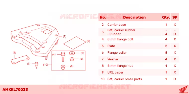 SUPPORT PLATINE ARRIERE Honda MOTO 500 CL 2023  CL500AP