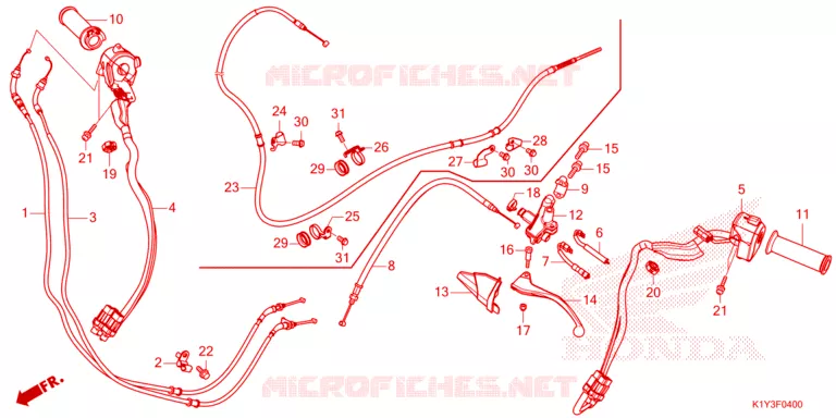 LEVIER DE GUIDON - CABLE - COMMODO Honda SCOOTER 125 PCX 2023  WW125AP