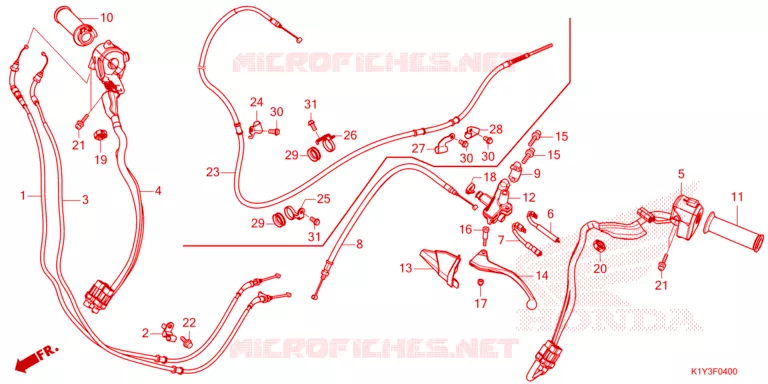 LEVIER DE GUIDON - CABLE - COMMODO Honda SCOOTER 125 PCX 2024  WW125AP