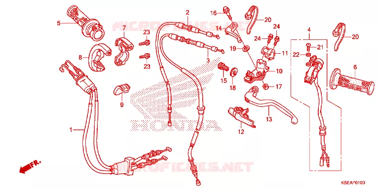 LEVIER DE GUIDON - CABLE - COMMODO Honda MOTO 150 CRF 2015  CRF150RBF