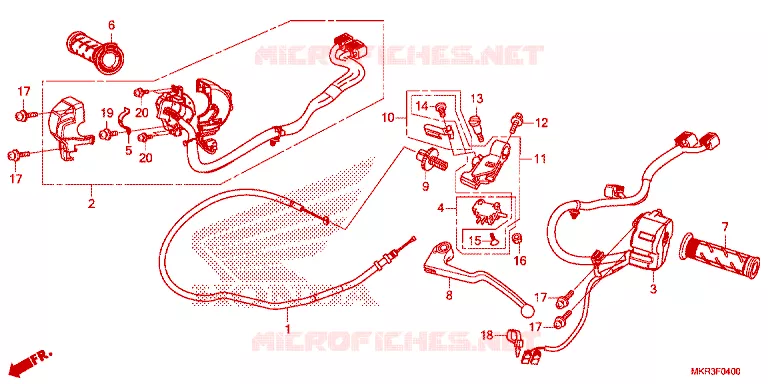 LEVIER DE GUIDON - CABLE - COMMODO Honda MOTO 1000 CBR 2022  CBR1000SPN