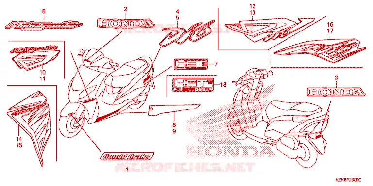 AUTOCOLLANTS Honda SCOOTER 110 DIO 2013  SCV110FBC