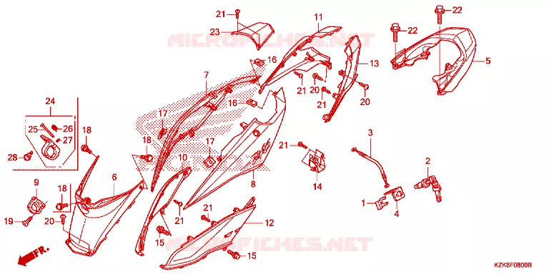 CARENAGE ARRIERE Honda SCOOTER 110 DIO 2012  SCV110FBC