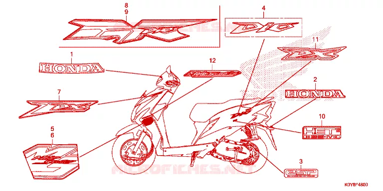 AUTOCOLLANTS Honda SCOOTER 110 DIO 2020  SCV110FBL
