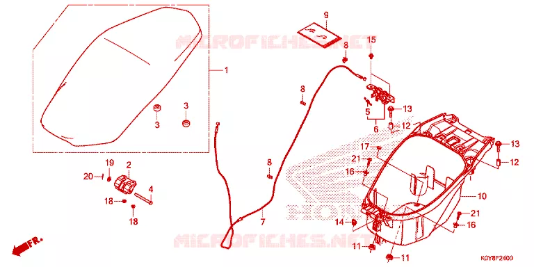 SELLE - COFFRE Honda SCOOTER 110 DIO 2020  SCV110FBL