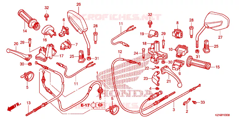 LEVIER DE GUIDON - CABLE - COMMODO Honda SCOOTER 110 DIO 2012  SCV110FC