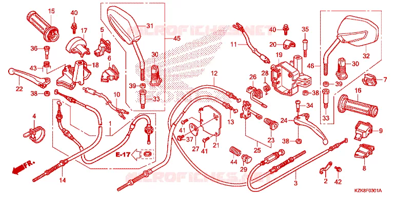 LEVIER DE GUIDON - CABLE - COMMODO Honda SCOOTER 110 DIO 2013  SCV110FD