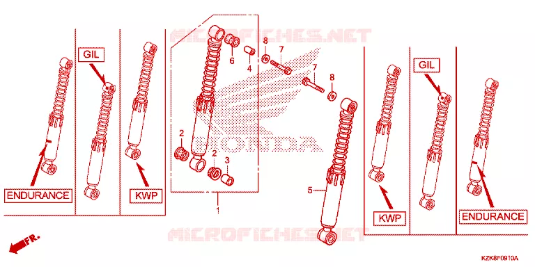 AMORTISSEUR AVANT Honda SCOOTER 110 DIO 2017  SCV110FH