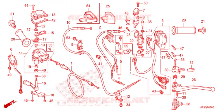 LEVIER DE GUIDON - CABLE - COMMODO Honda ATV 420 FOURTRAX 2023  TRX420FM1P