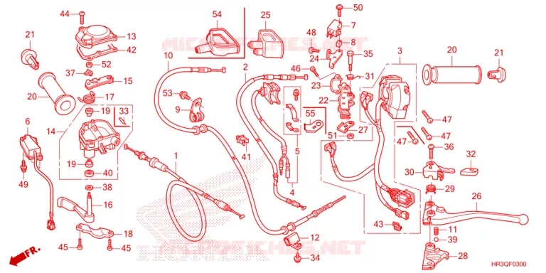 LEVIER DE GUIDON - CABLE - COMMODO Honda ATV 420 FOURTRAX 2023  TRX420FM2P