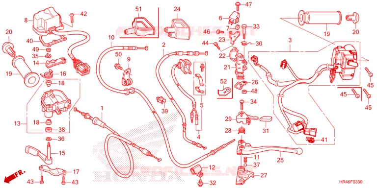 LEVIER DE GUIDON - CABLE - COMMODO Honda ATV 520 FOURTRAX 2023  TRX520FE2P
