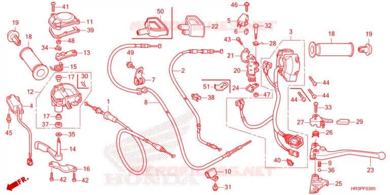 LEVIER DE GUIDON - CABLE - COMMODO Honda ATV 420 FOURTRAX 2023  TRX420FM1P