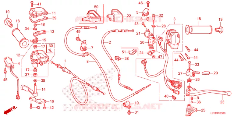 LEVIER DE GUIDON - CABLE - COMMODO Honda ATV 420 FOURTRAX 2024  TRX420FM1R