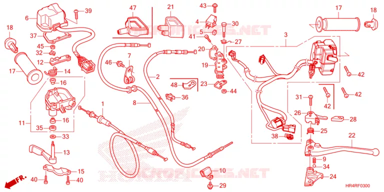 LEVIER DE GUIDON - CABLE - COMMODO Honda ATV 520 FOURTRAX 2024  TRX520FM1R