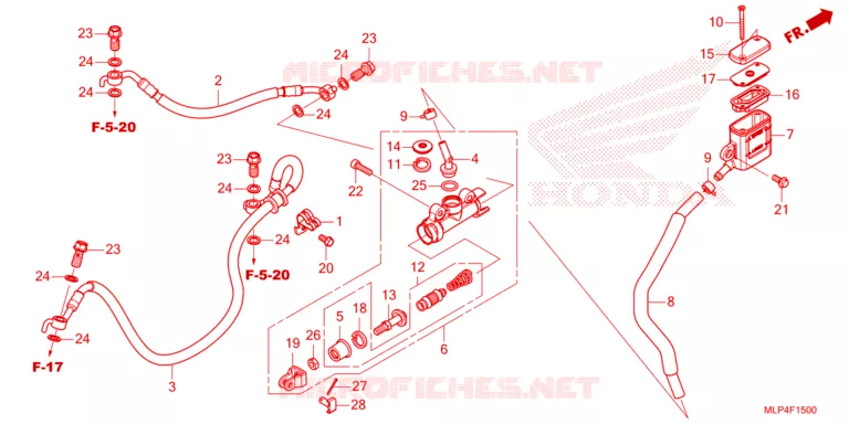 MAITRE CYLINDRE DE FREIN ARRIERE Honda MOTO 500 CL 2023  CL500AP
