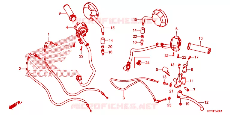 LEVIER DE GUIDON - CABLE - COMMODO Honda MOTO 300 REBEL 2023  CMX300AP