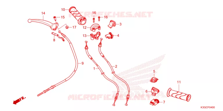 LEVIER DE GUIDON - CABLE - COMMODO Honda MOTO 110 DREAM 2023  AND125MDP