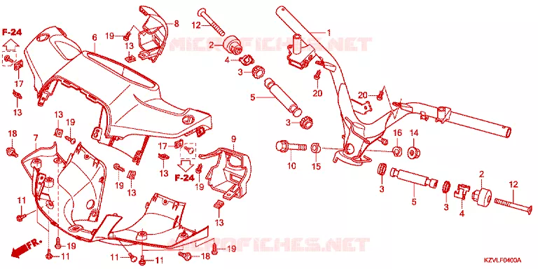 GUIDON - CARENAGE Honda MOTO 110 DREAM 2012  NBC110MDFC
