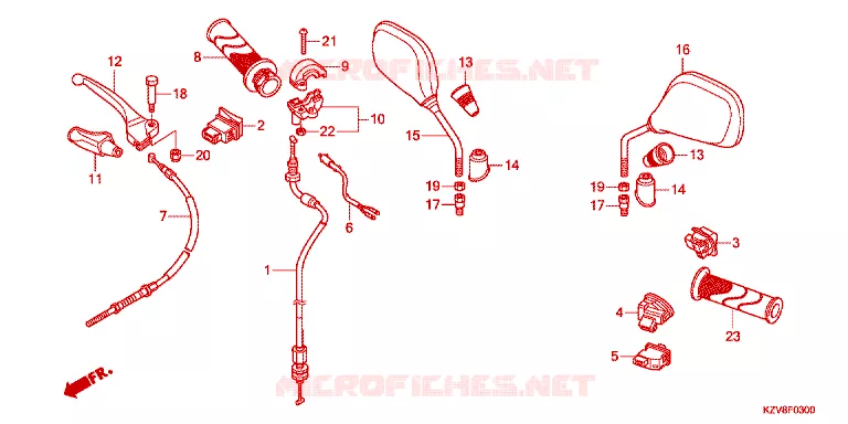 LEVIER DE GUIDON - CABLE - COMMODO Honda MOTO 110 CUB 2011  NBC110KDFC