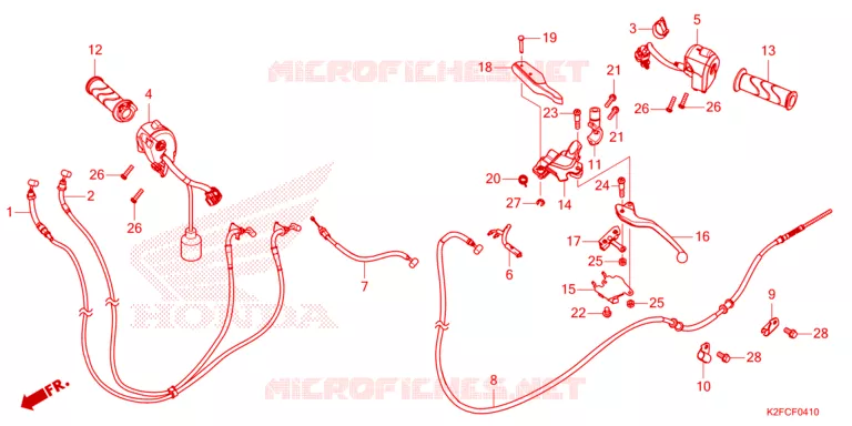 LEVIER DE GUIDON - CABLE - COMMODO Honda SCOOTER 110 SCOOPY 2021  ACF110CBTM