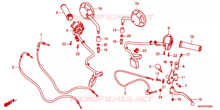 LEVIER DE GUIDON - CABLE - COMMODO Honda MOTO 500 REBEL 2023  CMX500AP_J