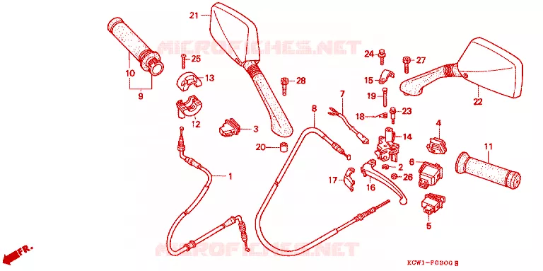 LEVIER DE GUIDON - CABLE - COMMODO Honda SCOOTER 125 other-models 1995  CHA125S