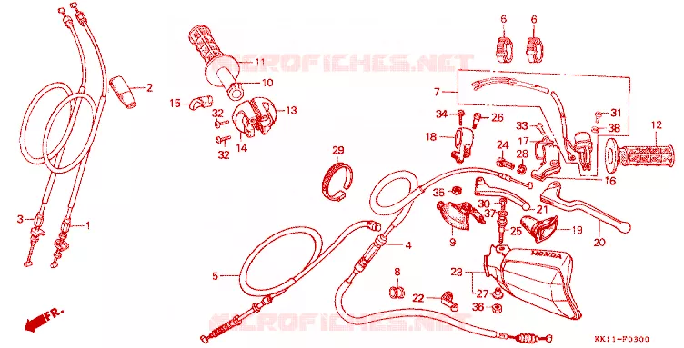 LEVIER DE GUIDON - CABLE - COMMODO Honda MOTO 250 XR 1991  XR250RM