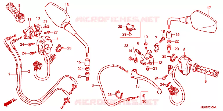 LEVIER DE GUIDON - CABLE - COMMODO Honda SCOOTER 750 INTEGRA 2013  NC750LD