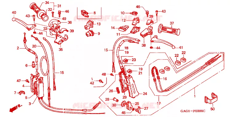 LEVIER DE GUIDON - CABLE - COMMODO Honda SCOOTER 50 GYRO 2003  TC503