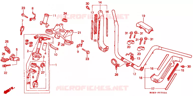 GUIDON - TE DE FOURCHE Honda MOTO 1500 GOLD-WING 1996  GL1500AT