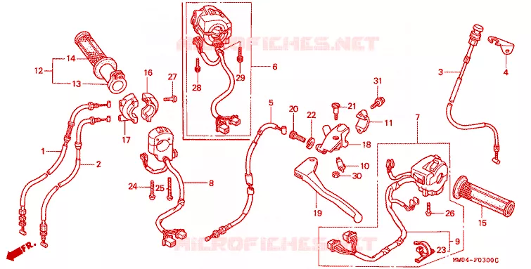 COMMODOS - POIGNEES Honda MOTO 900 CBR 1993  CBR900RRP