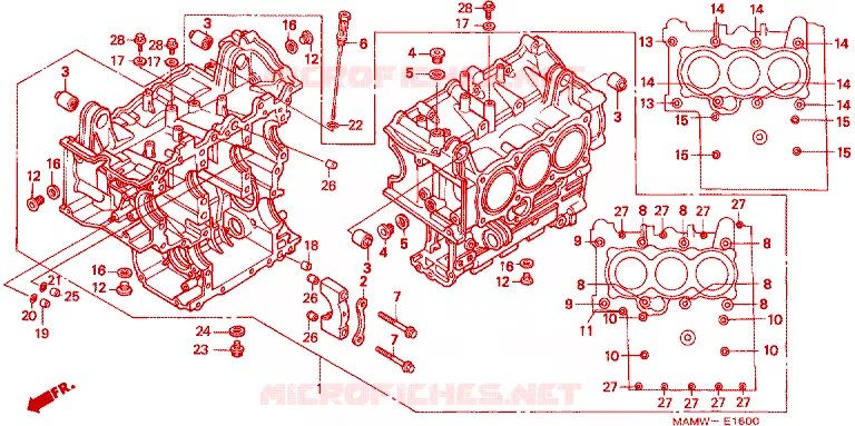 BLOC-CYLINDRES Honda MOTO 1500 GOLD-WING 1998  GL1500SEW