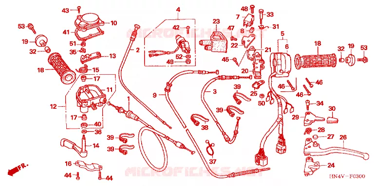 LEVIER DE GUIDON - CABLE - COMMODO Honda ATV 350 FOURTRAX 2006  TRX350FM6