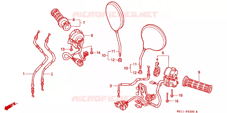 LEVIER DE GUIDON - CABLE - COMMODO Honda MOTO 1000 CB 1993  CB1000FP_J